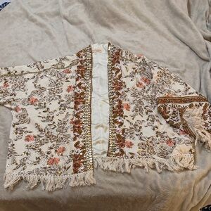 Free People Sequin Embellished Floral Jacket
